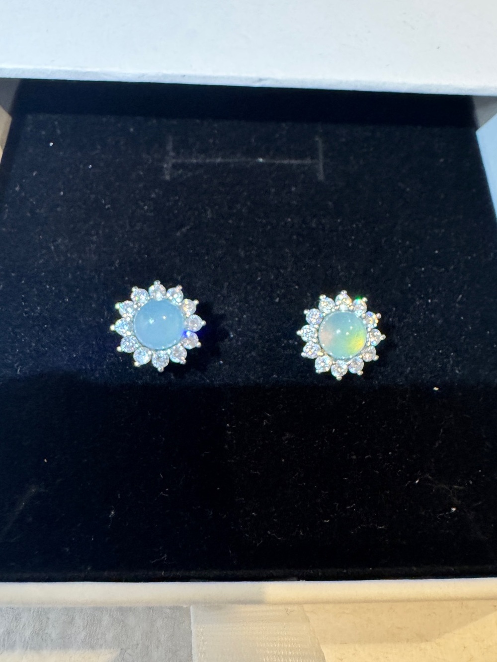 Aquamarine 925 Sterling silver Halo Stud Earrings - Blue